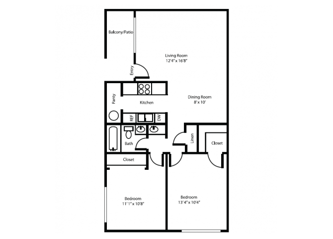 Two bedroom Two bathroom delux floor plan at Canyon Heights Apartments in Tucson, AZ